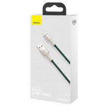 Cablu Baseus Cafule Metal, Fast Charging Data Cable pt. smartphone, USB la Lightning Iphone 2.4A, braided, 2m, verde CALJK-B06