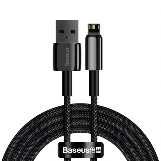 Cablu Baseus Tungsten Gold, Fast Charging Data Cable pt. smartphone, USB la Lightning Iphone 2.4A, braided, 2m, rezistent zgari