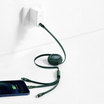 Cablu Baseus Bright Mirror One-for-three Retractable, pt. smartphone, USB Type-C la Micro-USB + Lightning Iphone + USB Type-C 1