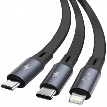 Cablu Baseus Bright Mirror One-for-three Retractable, pt. smartphone, USB la Micro-USB + Lightning Iphone + USB Type-C 3.5A, 1.