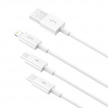 Cablu Baseus Superior Series, pt. smartphone, USB la Micro-USB + Lightning Iphone + USB Type-C 3.5A, 1.5m, alb CAMLTYS-02