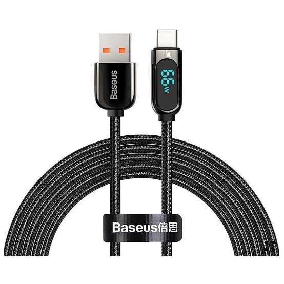 Cablu Baseus Display, Fast Charging Data Cable pt. smartphone, USB la USB Type-C 66W, braided, 1m, negru CASX020001