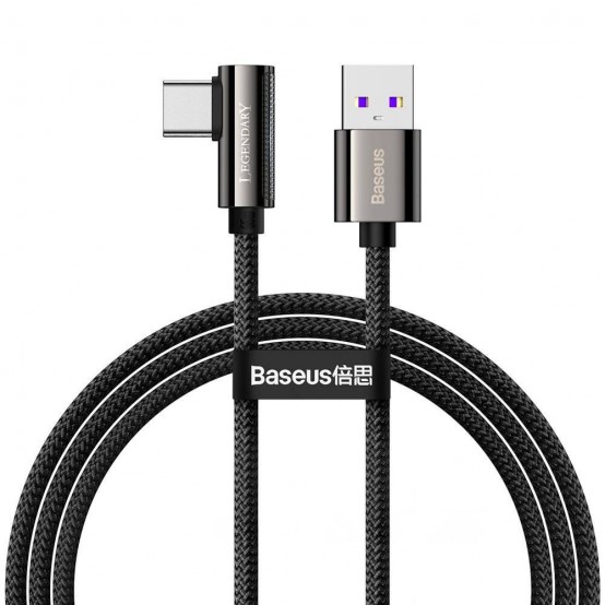 Cablu Baseus Legend Elbow, Fast Charging Data Cable pt. smartphone, USB la USB Type-C 66W, braided, 1m, negru CATCS-B01