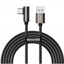 Cablu Baseus Legend Elbow, Fast Charging Data Cable pt. smartphone, USB la USB Type-C 66W, braided, 2m, negru CATCS-C01