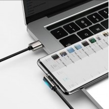 Cablu Baseus Legend Elbow, Fast Charging Data Cable pt. smartphone, USB la USB Type-C 66W, braided, 2m, negru CATCS-C01