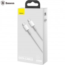Cablu Baseus High Density Braided, Fast Charging Data Cable pt. smartphone, USB Type-C la USB Type-C 100W, braided, 1m, alb CAT