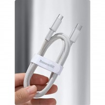 Cablu Baseus High Density Braided, Fast Charging Data Cable pt. smartphone, USB Type-C la USB Type-C 100W, braided, 1m, alb CAT
