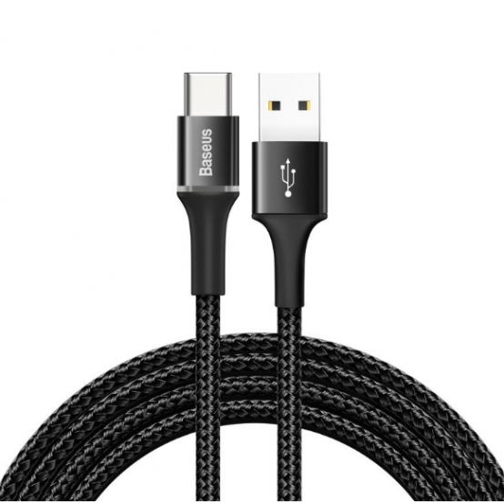 Cablu Baseus Halo, Fast Charging Data Cable pt. smartphone, USB la USB Type-C 40W, brodat, 1m, negru CATGH-G01