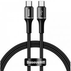 Cablu Baseus Halo, Fast Charging Data Cable pt. smartphone, USB Type-C la USB Type-C 60W(20V/3A), brodat, 1m, negru CATGH-J01