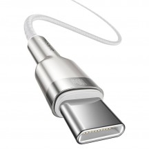 Cablu Baseus Cafule Metal, Fast Charging Data Cable pt. smartphone, USB Type-C la USB Type-C 100W, braided, 1m, alb CATJK-C02