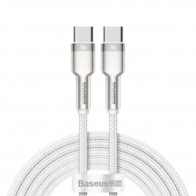 Cablu Baseus Cafule Metal, Fast Charging Data Cable pt. smartphone, USB Type-C la USB Type-C 100W, braided, 2m, alb CATJK-D02