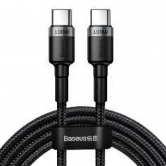 Cablu Baseus Cafule, Fast Charging Data Cable pt. smartphone, USB Type-C la USB Type-C PD2.0 20V/5A, brodat, 2m, gri+negru CATK