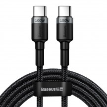 Cablu Baseus Cafule, Fast Charging Data Cable pt. smartphone, USB Type-C la USB Type-C PD2.0 20V/5A, brodat, 2m, gri+negru CATK