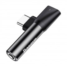 Cablu Baseus 1 x USB Type-C (T) la 1 x USB Type-C (M) si 1 x Jack 3.5mm (M), negru CATL41-01