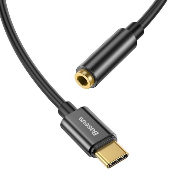 Cablu Baseus USB Type-C to Jack 3.5mm, lungime 10.5 cm, negru CATL54-01