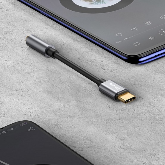 Cablu Baseus USB Type-C to Jack 3.5mm, lungime 10.5 cm, negru CATL54-01