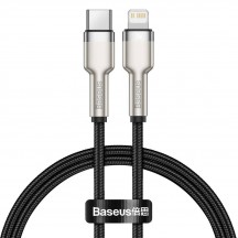 Cablu Baseus Cafule Metal, Fast Charging Data Cable pt. smartphone, USB Type-C la Lightning Iphone PD 20W, braided, 0.25m, negr