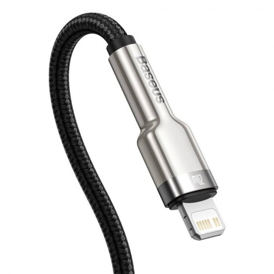 Cablu Baseus Cafule Metal, Fast Charging Data Cable pt. smartphone, USB Type-C la Lightning Iphone PD 20W, braided, 0.25m, negr