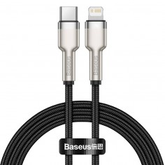 Cablu Baseus Cafule Metal, Fast Charging Data Cable pt. smartphone, USB Type-C la Lightning Iphone PD 20W, braided, 1m, negru C