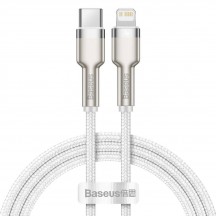 Cablu Baseus Cafule Metal, Fast Charging Data Cable pt. smartphone, USB Type-C la Lightning Iphone PD 20W, braided, 1m, alb CAT