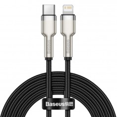 Cablu Baseus Cafule Metal, Fast Charging Data Cable pt. smartphone, USB Type-C la Lightning Iphone PD 20W, braided, 2m, negru C