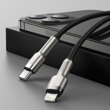 Cablu Baseus Cafule Metal, Fast Charging Data Cable pt. smartphone, USB Type-C la Lightning Iphone PD 20W, braided, 2m, negru C