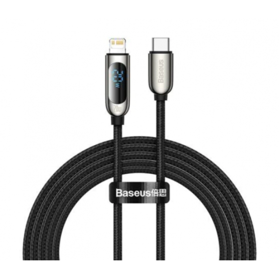 Cablu Baseus Display, Fast Charging Data Cable pt. smartphone, USB Type-C la Lighting iPhone 20W, braided, 1m, negru CATLSK-01