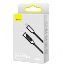 Cablu Baseus Display, Fast Charging Data Cable pt. smartphone, USB Type-C la Lighting iPhone 20W, braided, 1m, negru CATLSK-01