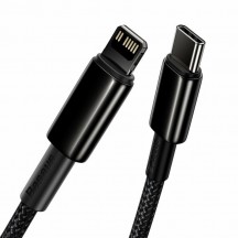 Cablu Baseus Tungsten Gold, Fast Charging Data Cable pt. smartphone, USB Type-C la Lightning Iphone 20W, braided, 1m, rezistent