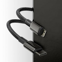 Cablu Baseus Tungsten Gold, Fast Charging Data Cable pt. smartphone, USB Type-C la Lightning Iphone 20W, braided, 1m, rezistent