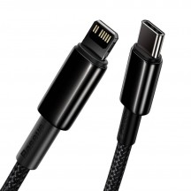 Cablu Baseus Tungsten Gold, Fast Charging Data Cable pt. smartphone, USB la Lightning Iphone 20W, braided, 2m, rezistent zgarie