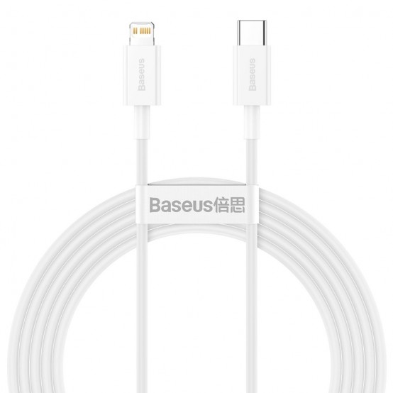 Cablu Baseus Superior, Fast Charging Data Cable pt. smartphone, USB Type-C la Lightning Iphone PD 20W, 2m, alb CATLYS-C02