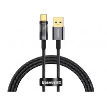 Cablu Baseus Explorer, Fast Charging Data Cable pt. smartphone, USB la USB Type-C 100W, 1m, Auto Power-Off, negru transparent C