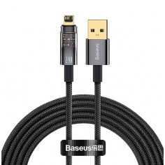 Cablu Baseus Explorer, Fast Charging Data Cable pt. smartphone, USB la Lightning Iphone 2.4A, 1m, Auto Power-Off, negru transpa