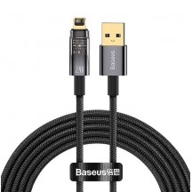 Cablu Baseus Explorer, Fast Charging Data Cable pt. smartphone, USB la Lightning Iphone 2.4A, 1m, Auto Power-Off, negru transpa