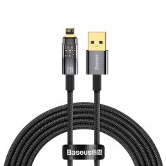 Cablu Baseus Explorer, Fast Charging Data Cable pt. smartphone, USB la Lightning Iphone 2.4A, 2m, Auto Power-Off, negru transpa