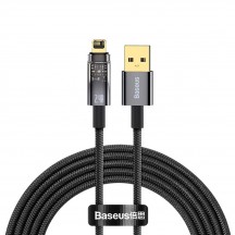 Cablu Baseus Explorer, Fast Charging Data Cable pt. smartphone, USB la Lightning Iphone 2.4A, 2m, Auto Power-Off, negru transpa