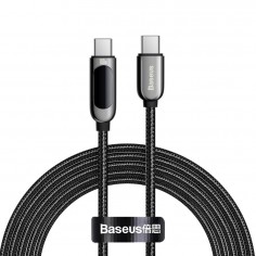 Cablu Baseus Display, Fast Charging Data Cable pt. smartphone, USB Type-C la USB Type-C 100W, braided, display, 1m, negru CATSK