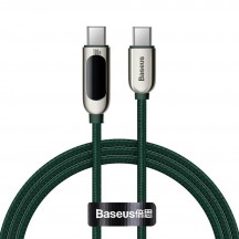 Cablu Baseus Display, Fast Charging Data Cable pt. smartphone, USB Type-C la USB Type-C 100W, braided, display, 1m,verde CATSK-