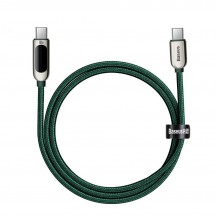 Cablu Baseus Display, Fast Charging Data Cable pt. smartphone, USB Type-C la USB Type-C 100W, braided, display, 1m,verde CATSK-