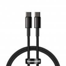 Cablu Baseus Tungsten Gold, Fast Charging Data Cable pt. smartphone, USB Type-C la USB Type-C 100W, braided, 2m, negru CATWJ-A01