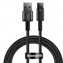 Cablu Baseus Tungsten Gold, Fast Charging Data Cable pt. smartphone, USB la USB Type-C 66W, braided, 1m, negru CATWJ-B01