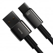 Cablu Baseus Tungsten Gold, Fast Charging Data Cable pt. smartphone, USB la USB Type-C 66W, braided, 1m, negru CATWJ-B01