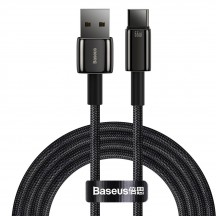 Cablu Baseus Tungsten Gold, Fast Charging Data Cable pt. smartphone, USB la USB Type-C 66W, braided, 2m, negru CATWJ-C01