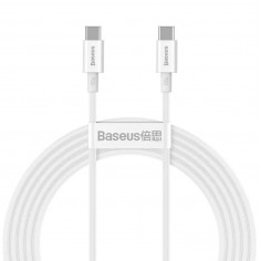 Cablu Baseus Superior, Fast Charging Data Cable pt. smartphone, USB Type-C la USB Type-C 100W, 2m, alb CATYS-C02