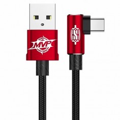 Cablu Baseus MVP 2, Fast Charging Data Cable pt. smartphone, USB la USB Type-C 100W, unghi 90 grade, brodat, 2m, negru + rosu C