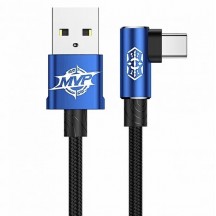 Cablu Baseus MVP 2, Fast Charging Data Cable pt. smartphone, USB la USB Type-C 100W, unghi 90 grade, brodat, 2m, negru + albast