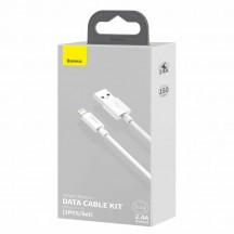 Cablu Baseus Simple Wisdom, Fast Charging Data Cable pt. smartphone, KIT 2 x USB la Lightning Iphone 2.4A, 1.5m, alb TZCALZJ-02