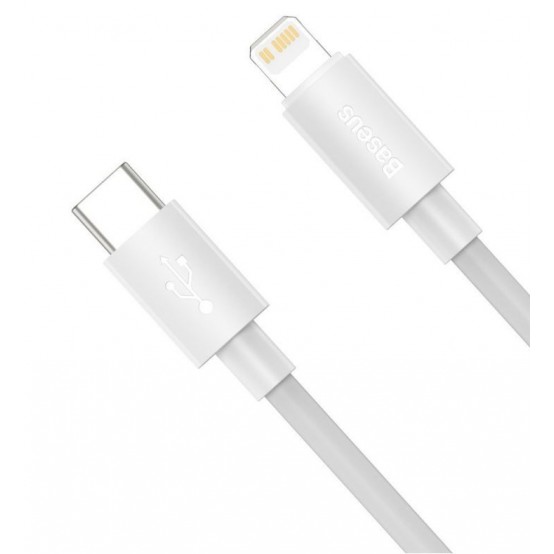 Cablu Baseus Simple Wisdom, Fast Charging Data Cable pt. smartphone, USB Type-C la Lighting iPhone PD 20W (2buc/set), 1.5m, alb