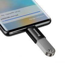 Cablu Baseus Ingenuity Series Mini OTG, USB Type-C (T) to USB 3.1 (M), corp metalic, negru ZJJQ000001